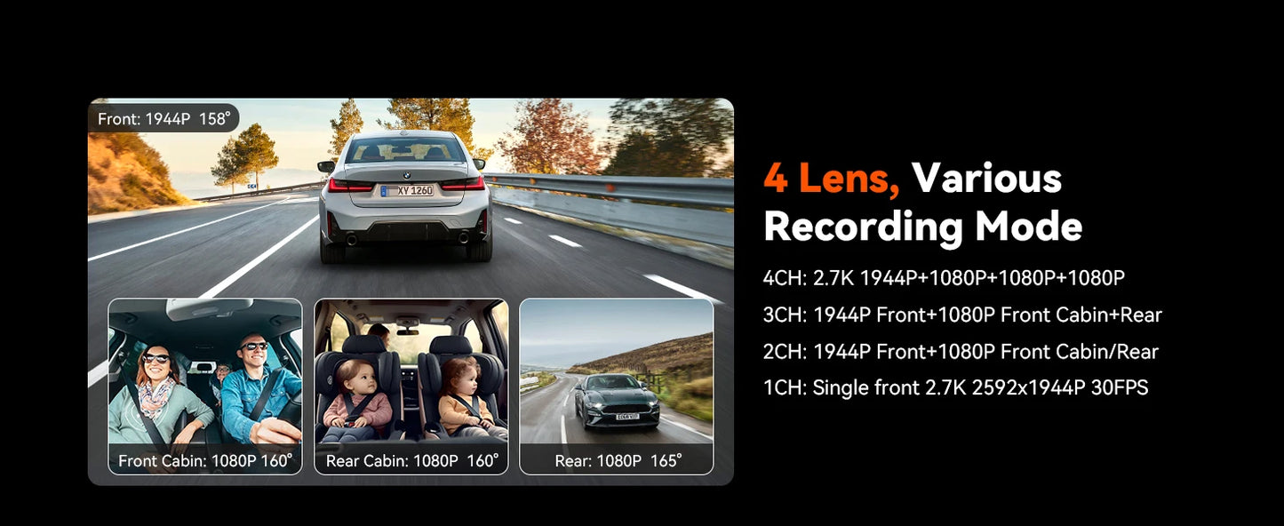 N5 4-Camera Car Dash Cam 2.7K HD