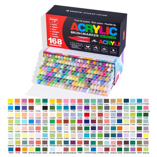 Acrylic Paint Marker Set 168pcs Brush Tip DIY Art Kit