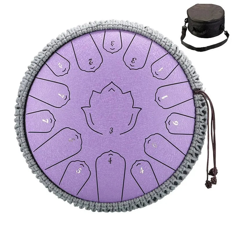 13 Inch Purple Steel Tongue Drum 15 Note Percussion