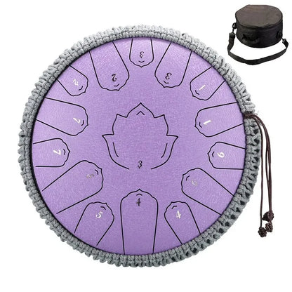 13 Inch Purple Steel Tongue Drum 15 Note Percussion