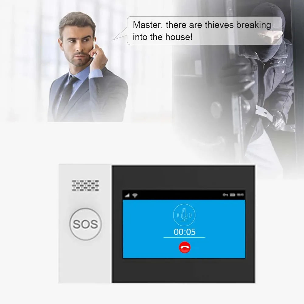 Wireless Alarm System with Touch Display Compatible with Alexa Google