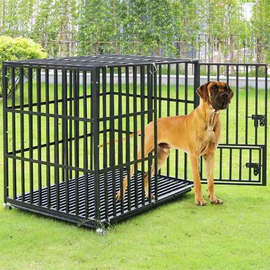 L Dog Playpen with Divider Tray and Lockable Doors