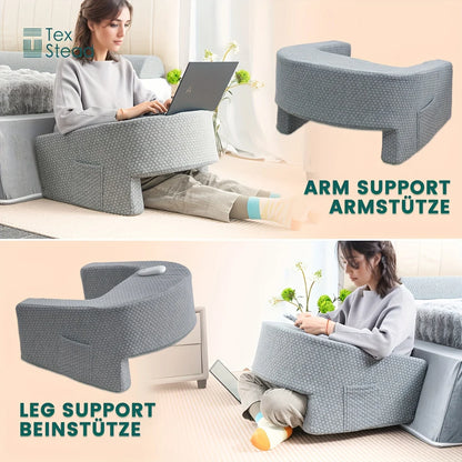 White Gaming Armrest Pillow with Memory Foam and Washable Cover