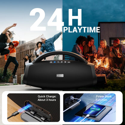 Massive Bass 200W Bluetooth Boombox with Dual Microphones