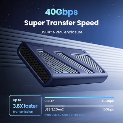 Portable 40Gbps NVMe M2 SSD Enclosure with Cooling Fan