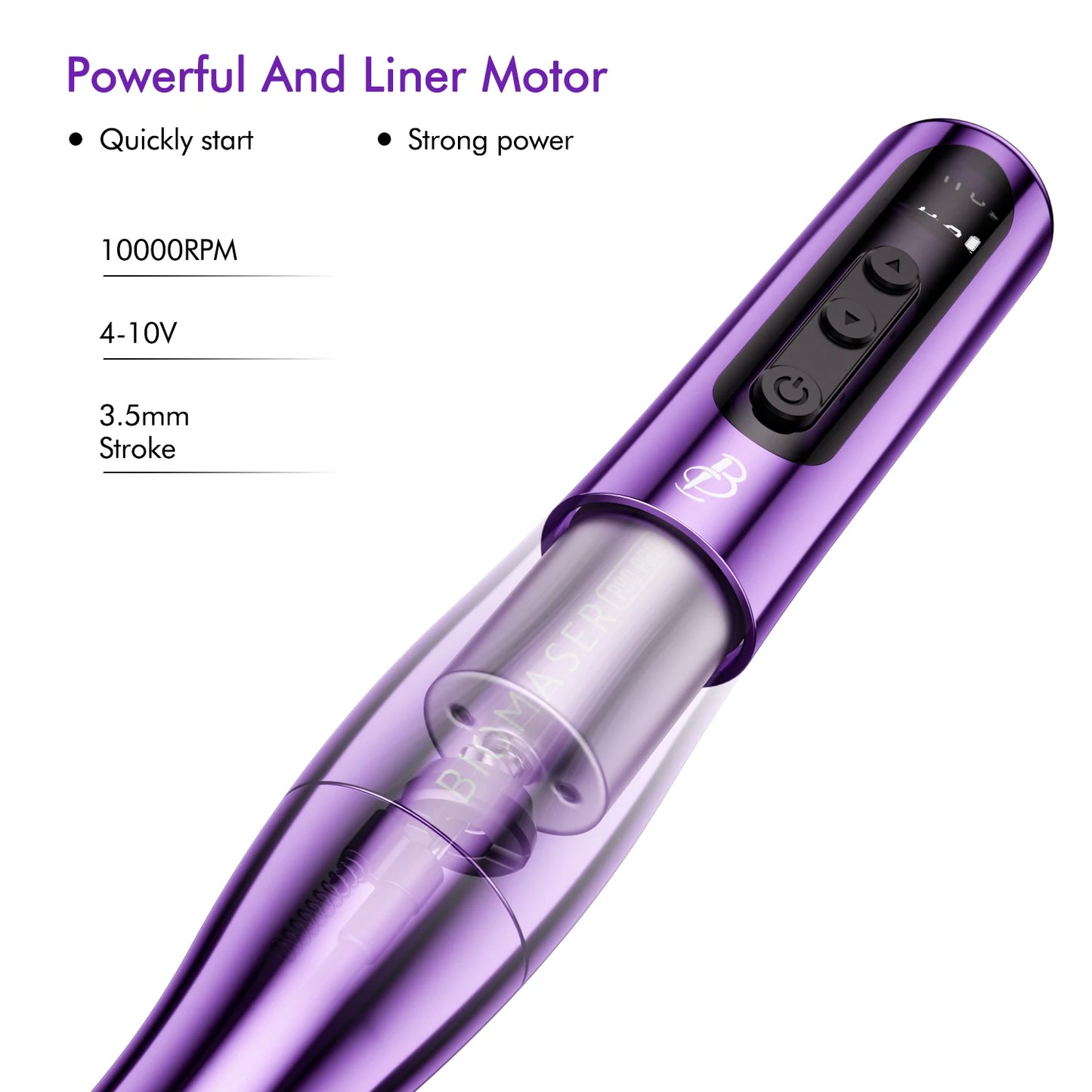 Cordless Rotary Tattoo Pen 2400mAh Battery 3.5mm Stroke Black