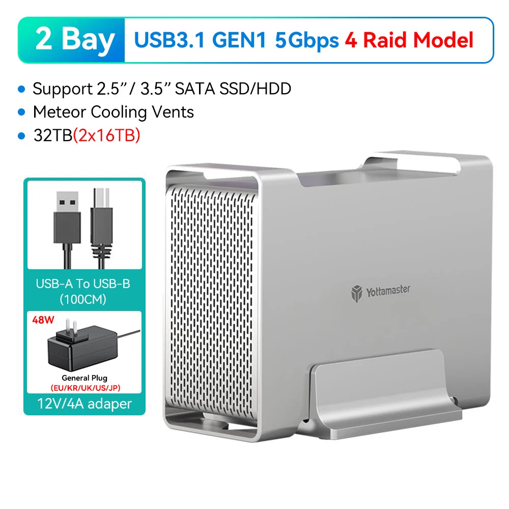Dual Bay Hard Drive Enclosure 5Gbps USB 3.0 RAID Box
