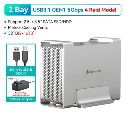 Dual Bay Hard Drive Enclosure 5Gbps USB 3.0 RAID Box