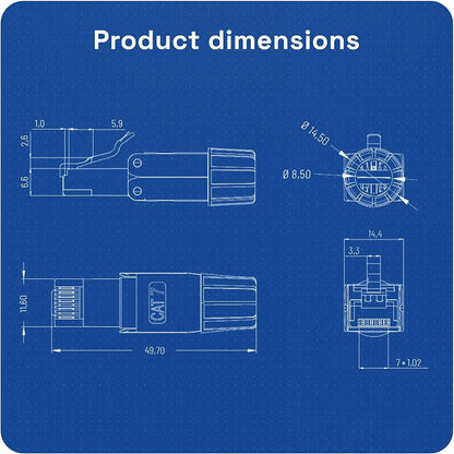 RJ45 Ethernet Connector Toolless Cat8 Plug