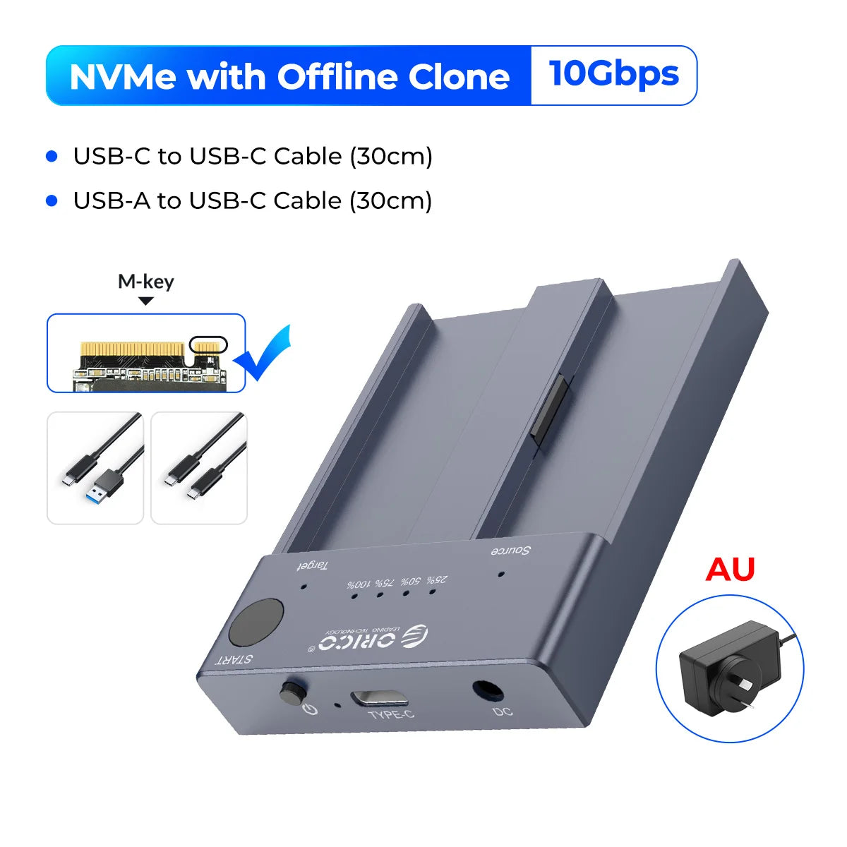Dual Bay M.2 NVMe SSD Cloner USB-C 8TB