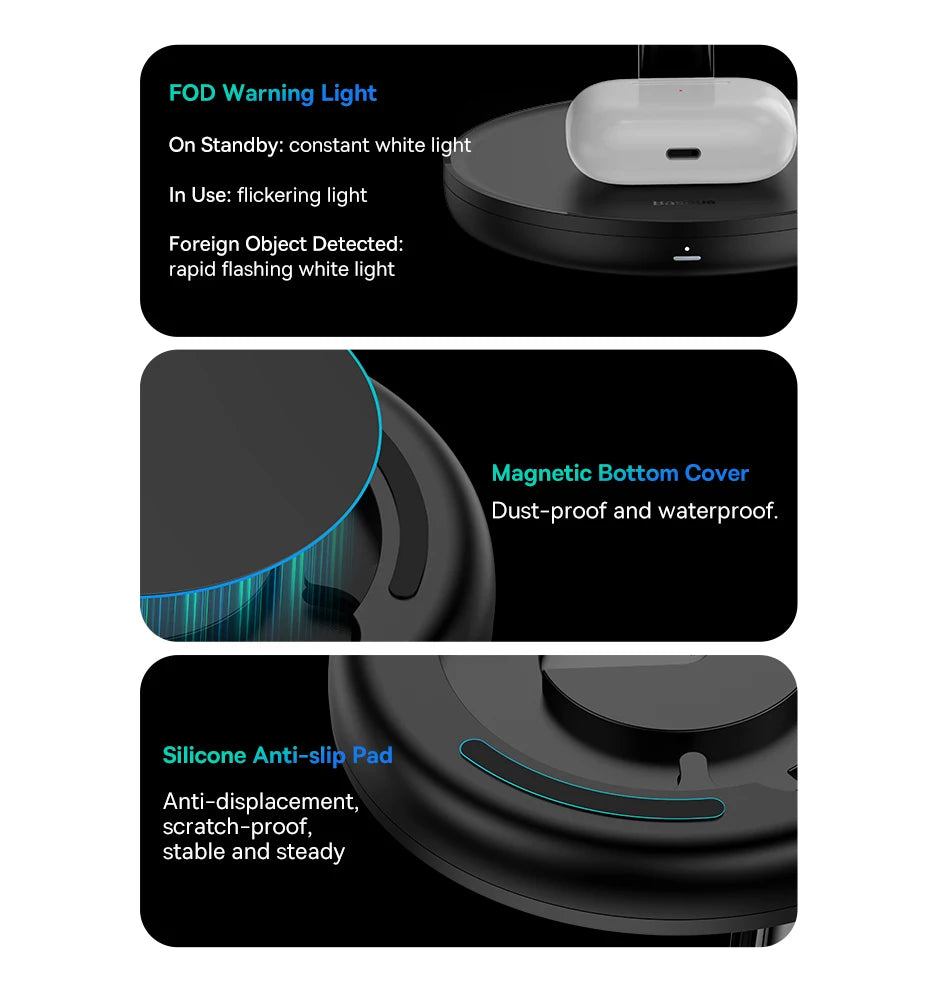 Wireless Charging Station for Phone Earbuds and Watch