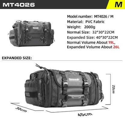 Portable 19–26L Motorcycle Travel Bag Waterproof Black
