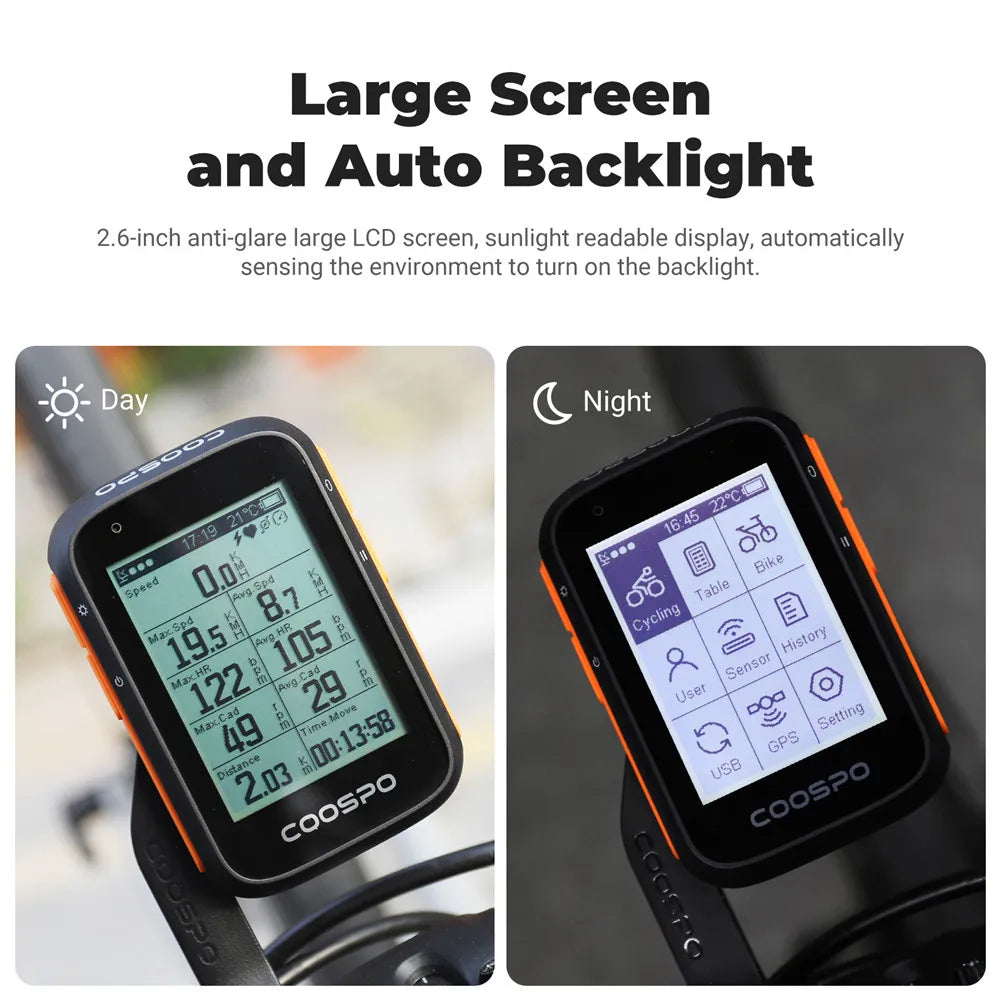 Wireless GPS Bike Computer 2.6in Bluetooth ANT Speedometer