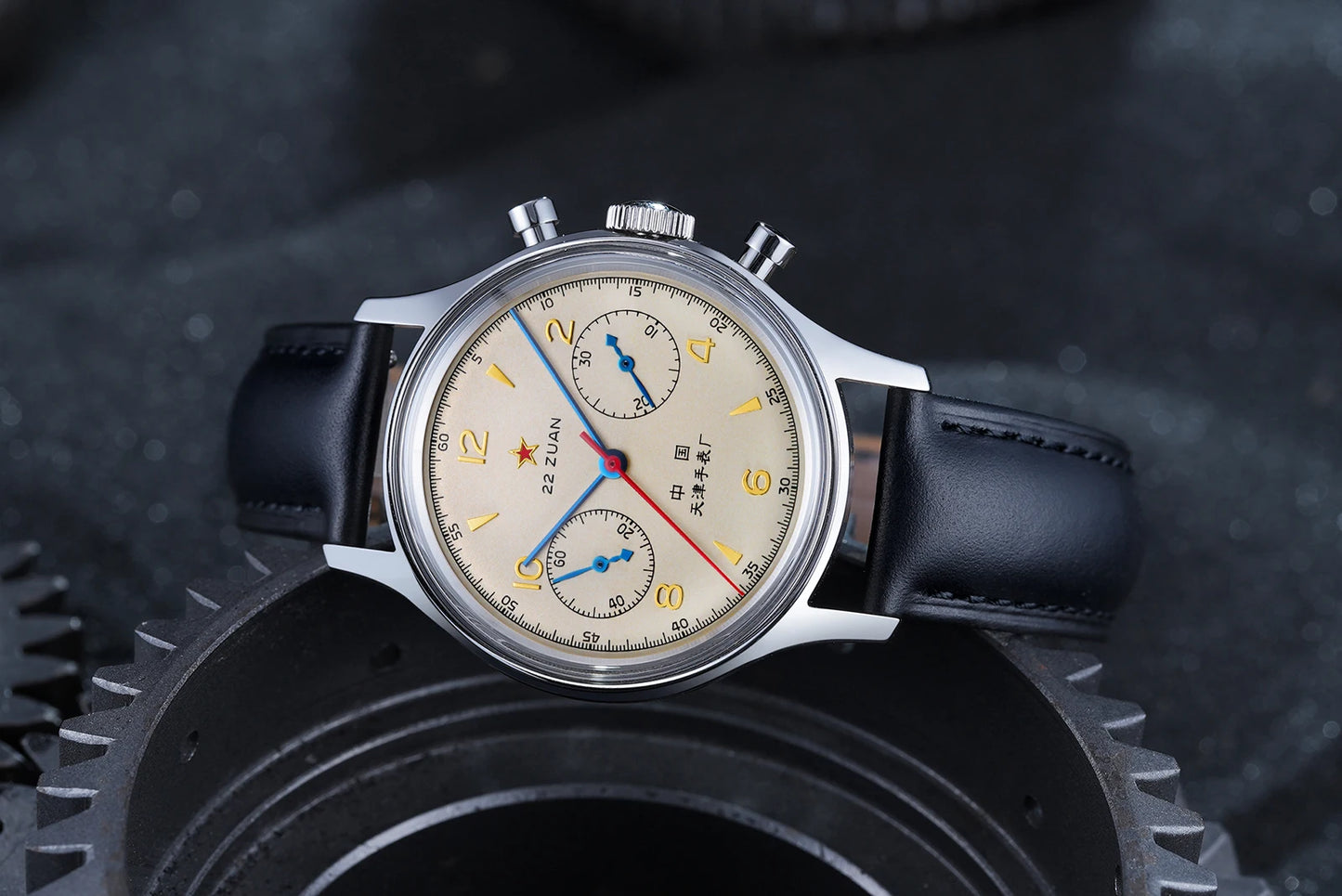 1963 Pilot Mechanical Chronograph Watch Leather Strap