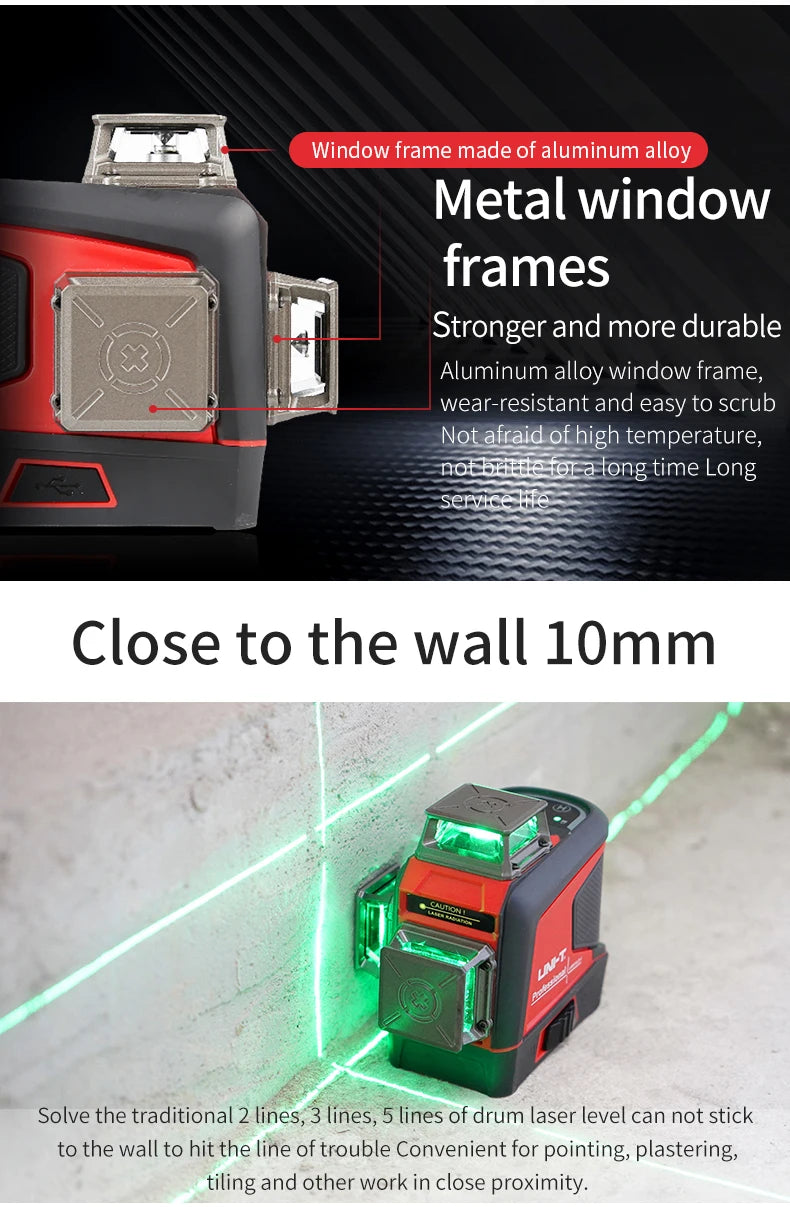 Portable Self-Leveling 12-Line Laser Level for Indoor & Outdoor