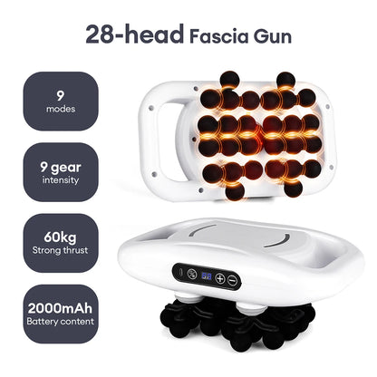 White 28 Head Body Massage Gun with High Frequency Vibration