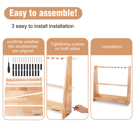 Wooden Fishing Rod Holder Stand Compact Easy Assemble