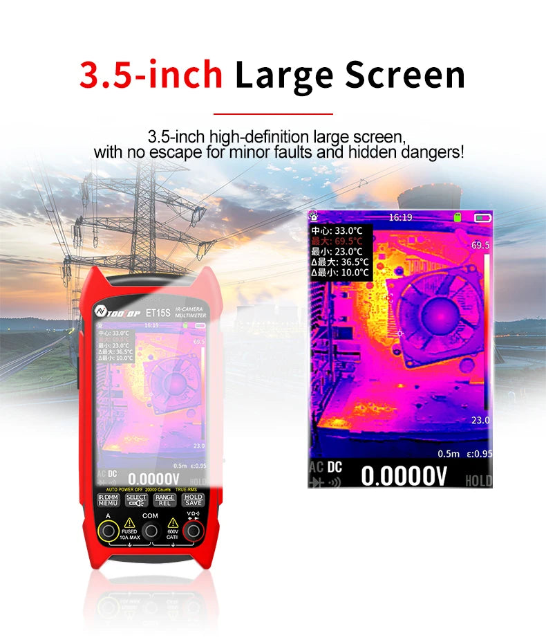 Portable Thermal Imaging Multimeter 256x192 25Hz Display