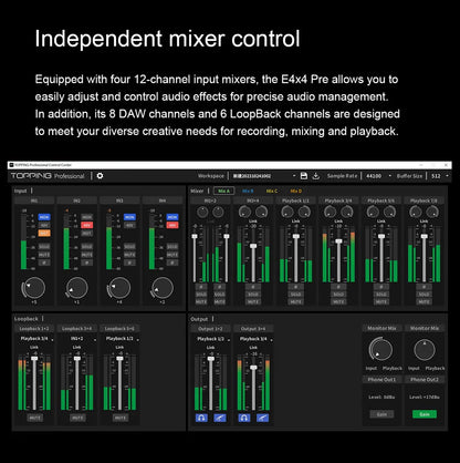 Pre-Professional 8 Channel Audio Interface with 4 LoopBack