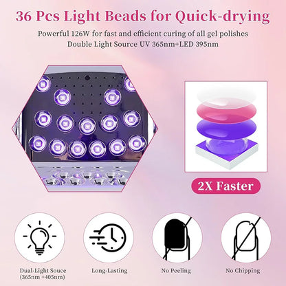 126W Rechargeable Cordless Nail Lamp for Gel Polish