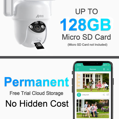2K 3MP Wireless Solar Security Camera with PIR Detection