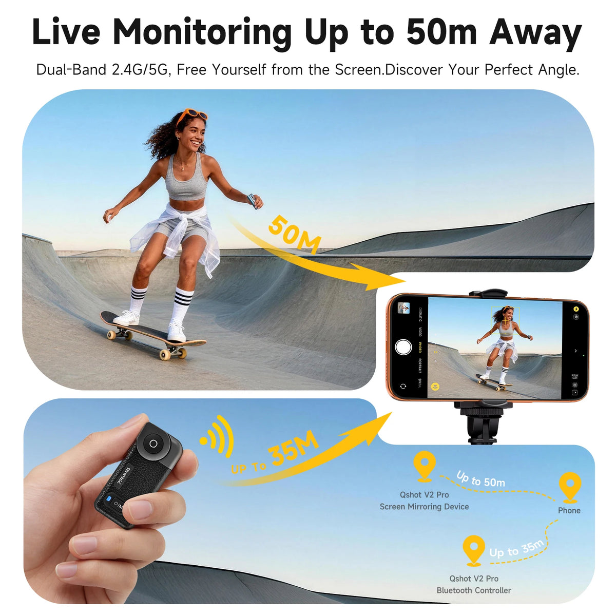 Wireless Selfie Monitor 4K/60fps with Remote for Smartphone Vlogging