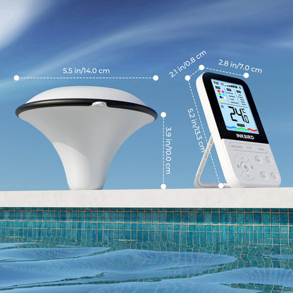 Solar Wireless Pool Thermometer with Indoor Remote 7-Color Light