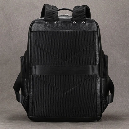 Large Capacity Leather Laptop Backpack with USB Charging