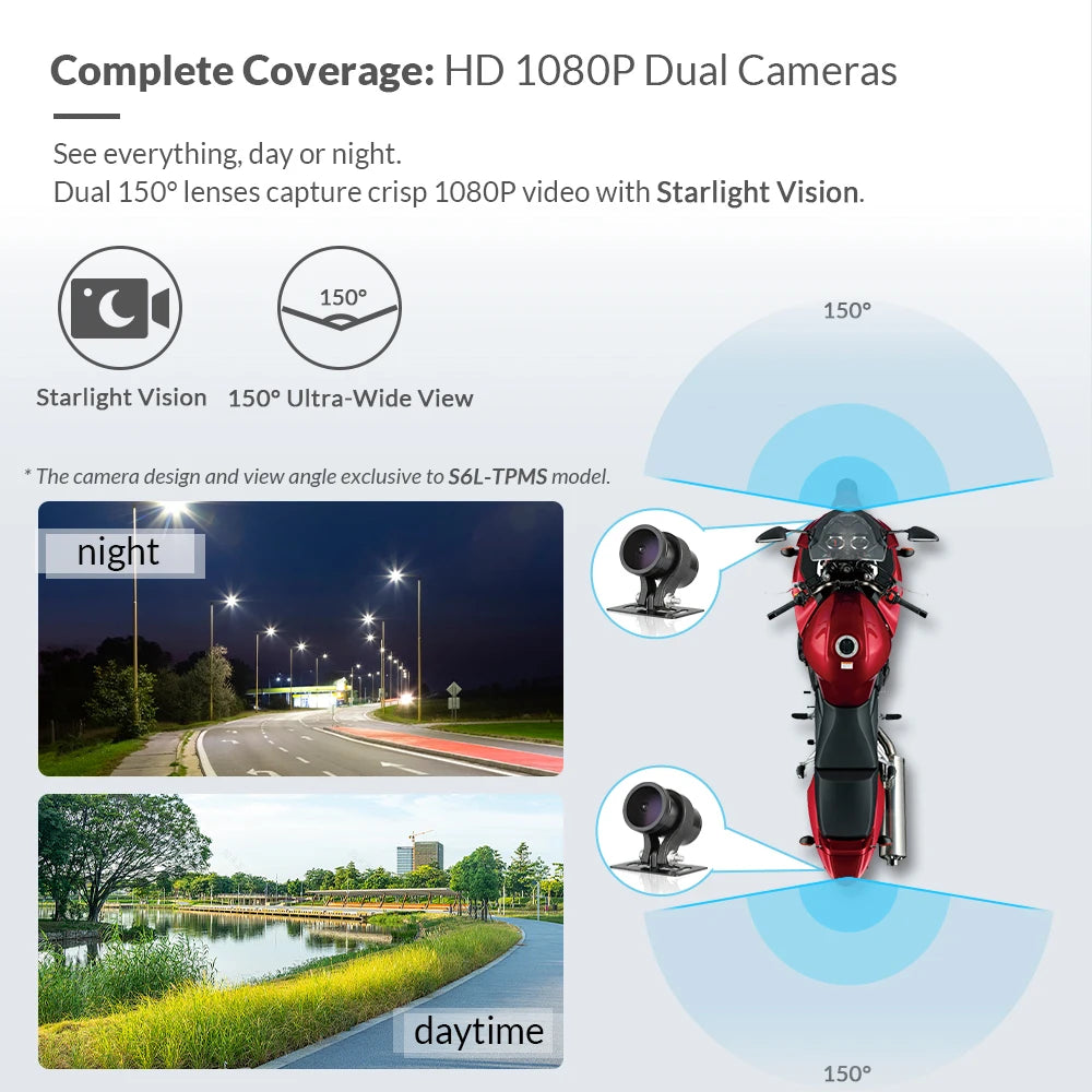 Waterproof Motorcycle Dash Cam 1080P 128GB Night Vision