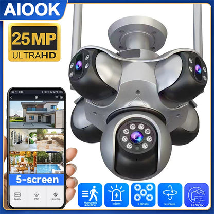 Five Lens WiFi Security Camera with Two Way Audio 128GB