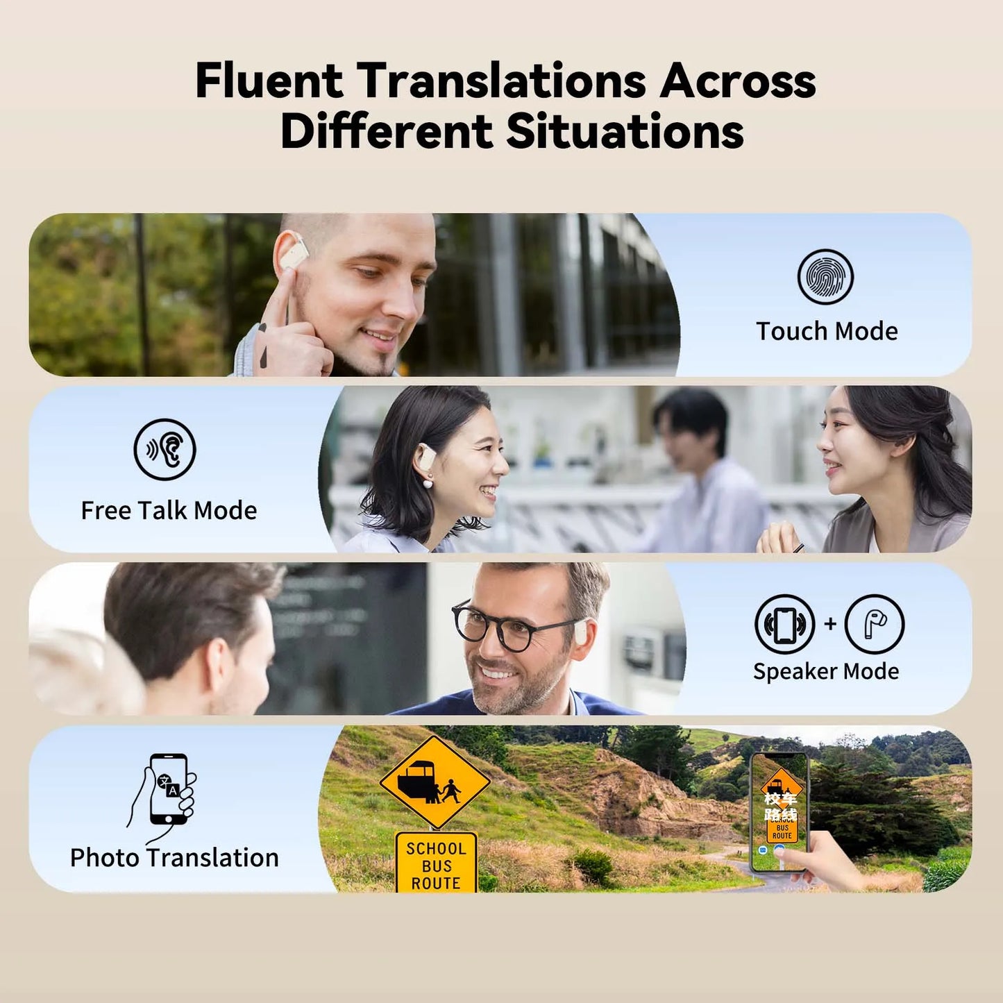 Two Way Translation Earphones with 144 Languages and Offline Mode