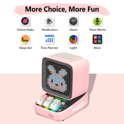 Retro Pixel Art Bluetooth Speaker with LED Display White