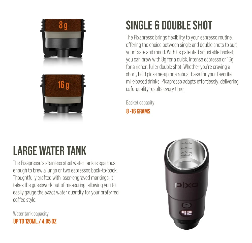 Cordless Compact Espresso Maker Ground Coffee and NS Capsule Compatible