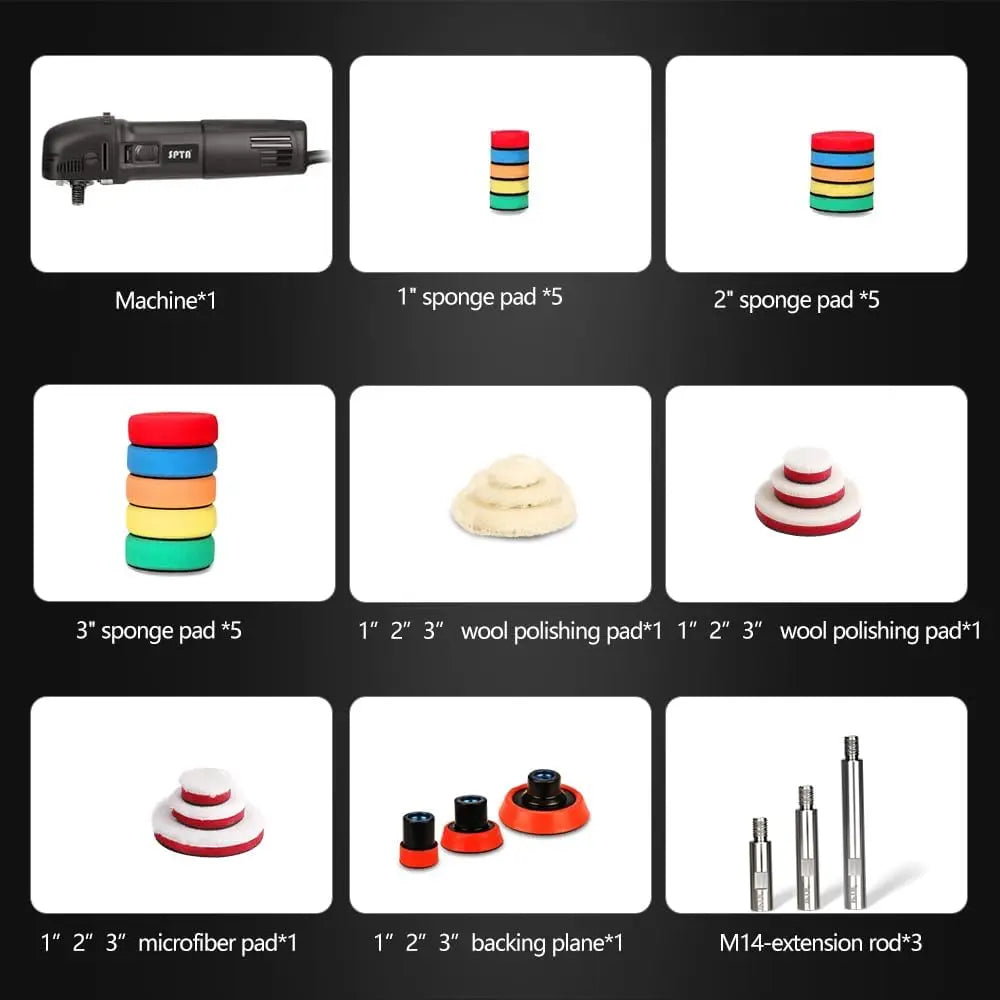 Mini Rotary Polisher Kit with Pads Extension Shaft