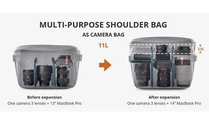 11L Camera Sling Bag Waterproof Crossbody for DSLR Black