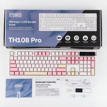 Full-Sized Hot-Swap Mechanical Keyboard Pink Wireless & Wired