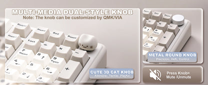 Wireless QMK VIA Mechanical Keyboard RGB Hot Swap Beige