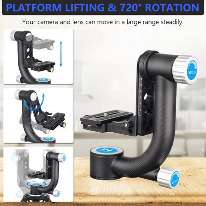 Heavy-Duty Carbon Fiber Gimbal Tripod Head for Birdwatching