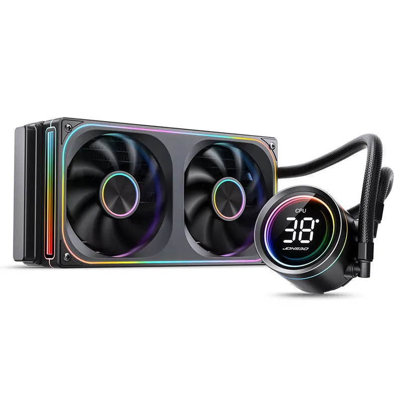 Black 240mm CPU Liquid Cooler with Mirror RGB Fans