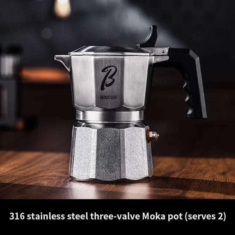 Three Valve Mocha Kettle Stainless Steel Coffee Pot