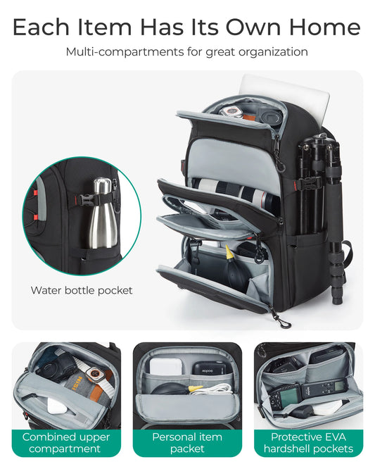 Dark Grey Camera Backpack with Laptop Slot and Tripod Holder