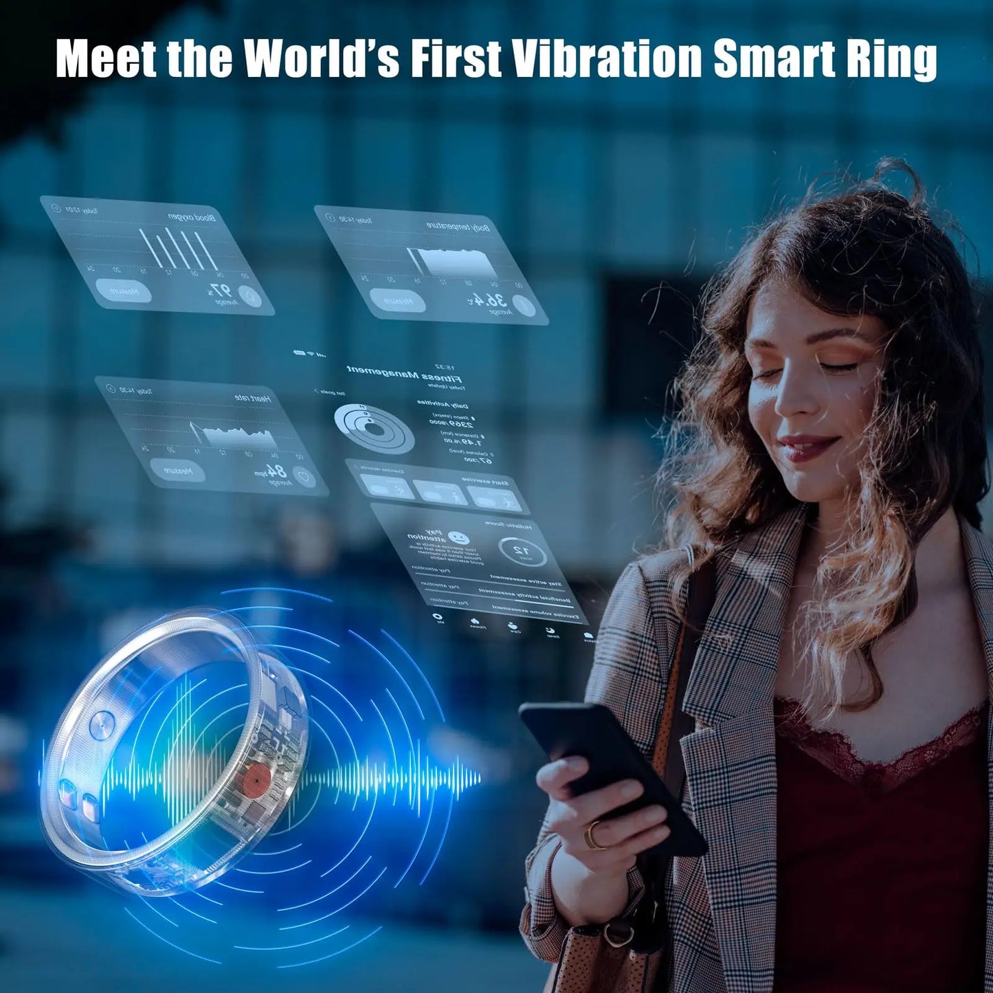Smart Ring Vibration Call Alert Health Heart Monitor 9