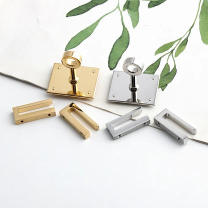 Silver Bag Clasp Eyelets Rectangle Locks 5 Sets