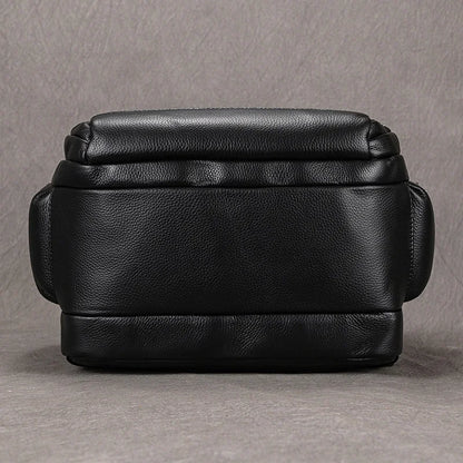Large Capacity Leather Laptop Backpack with USB Charging