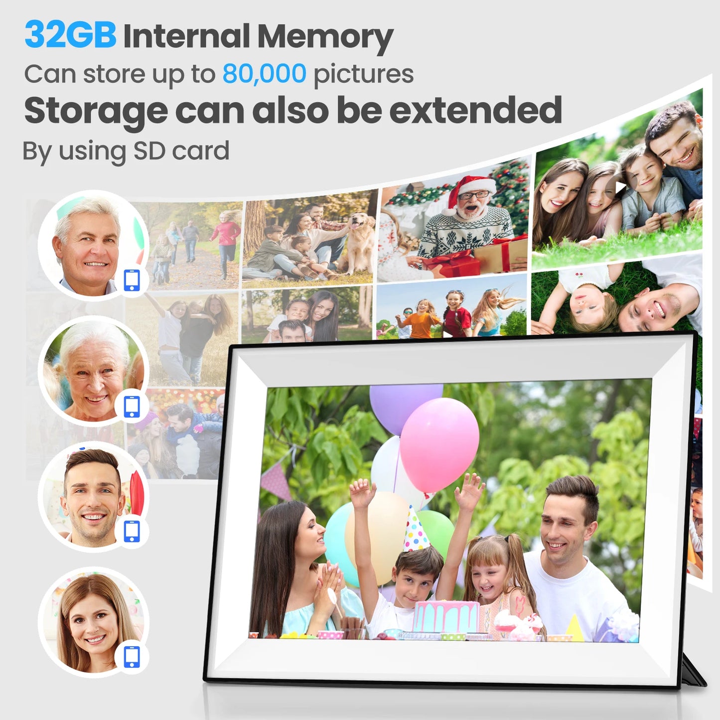 10.1 Inch HD WiFi Digital Photo Frame 32GB Memory