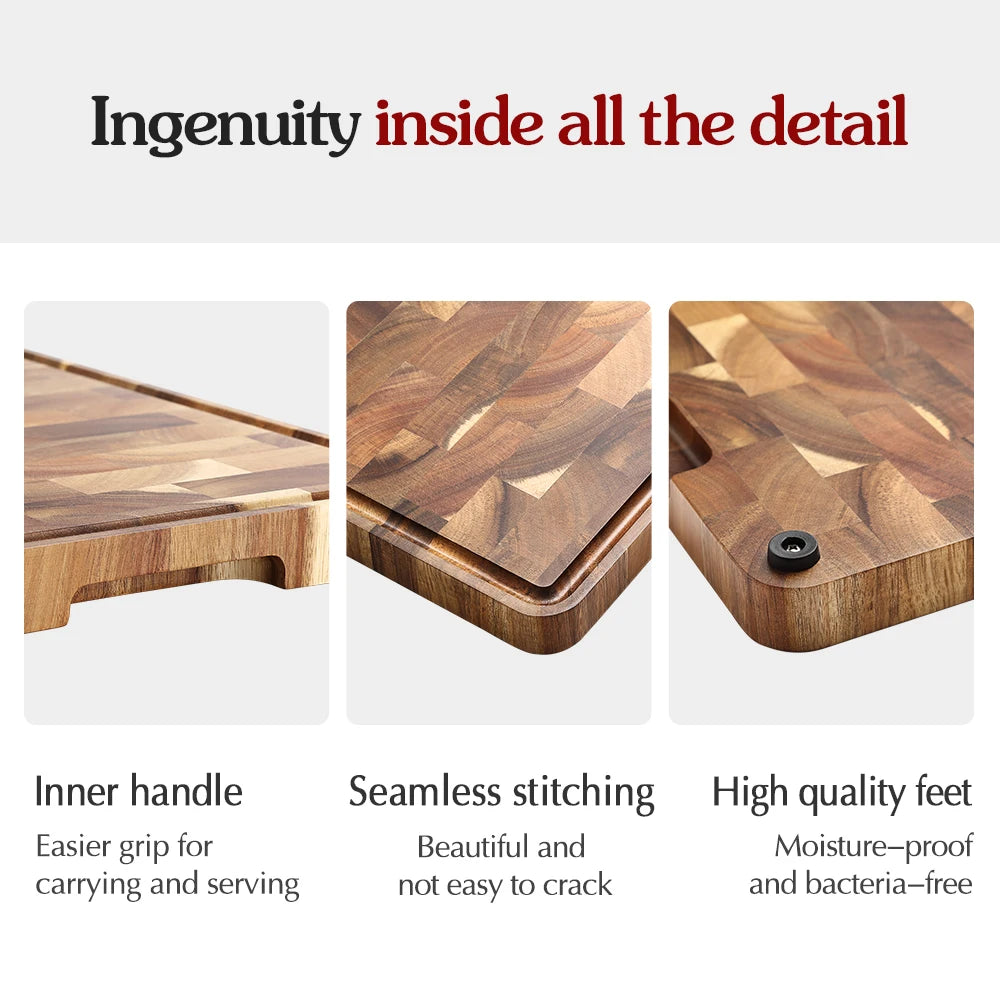 Heavy Duty Acacia Wooden Chopping Board with Juice Groove