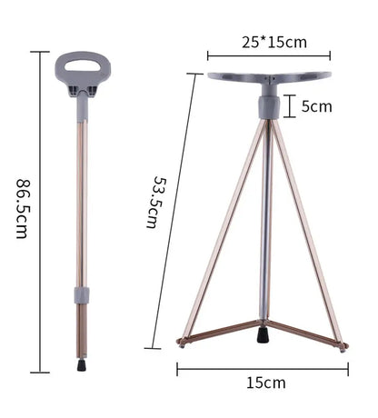 Foldable Walking Stick Chair Lightweight Hiking Trekking Pole Seat