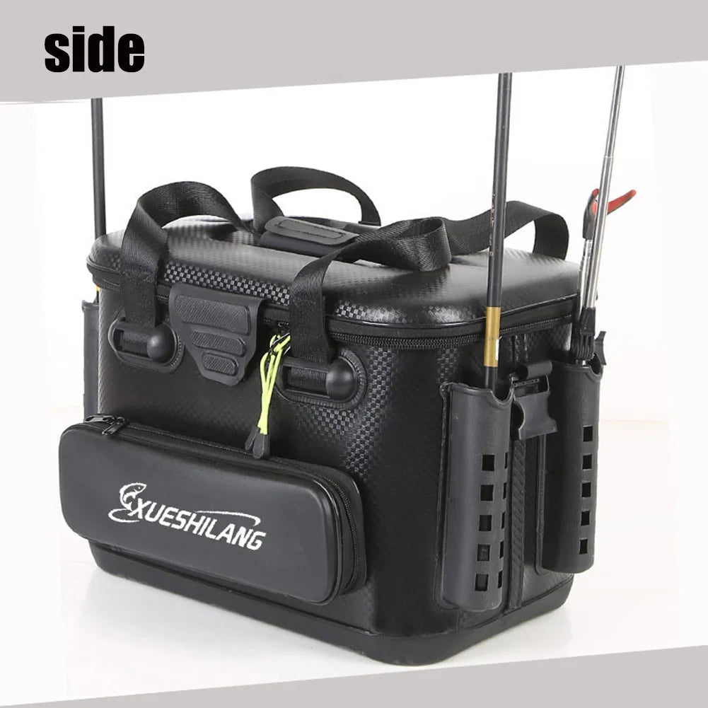 Small Waterproof Black Fishing Bag for Rods and Bait