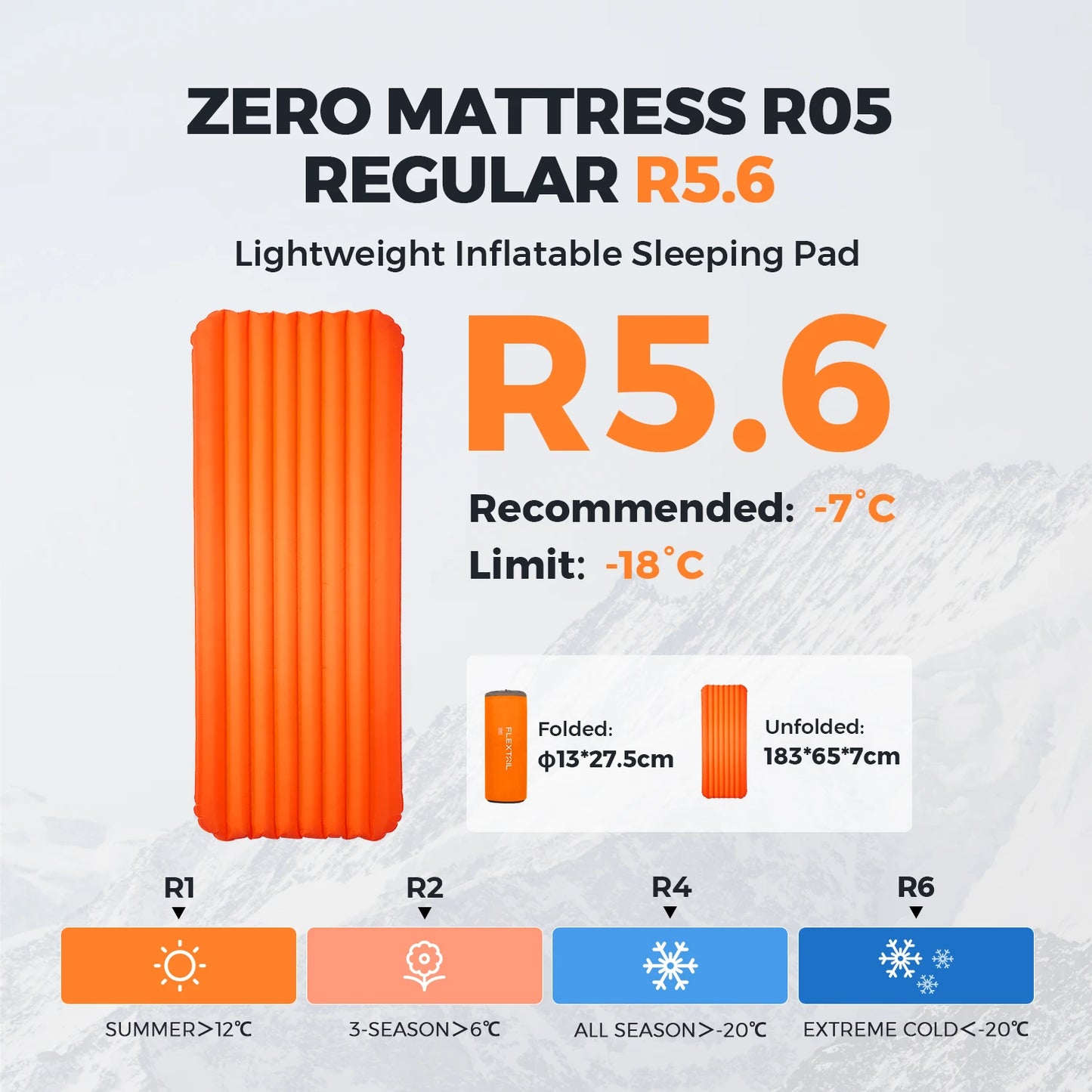 Ultralight Mummy Sleeping Pad 196cm Insulated Camping Mat