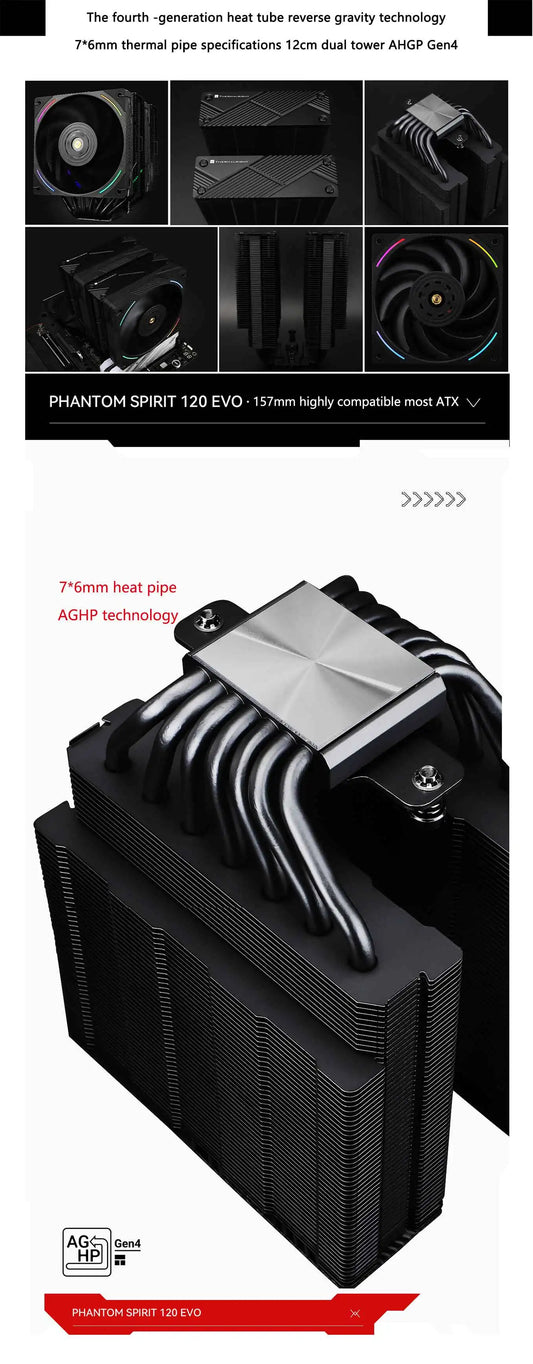 White 120mm Dual Tower CPU Cooler with 7 Heat Pipes